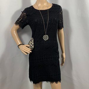 Black Crochet Layered Dress